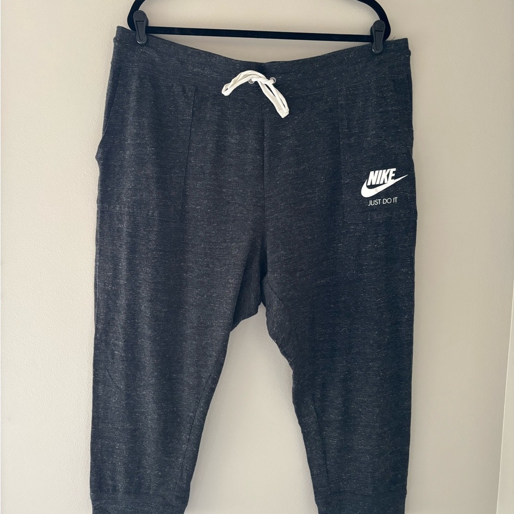 Nike Heather Gray cropped Track Pants with Elastic Cuffs